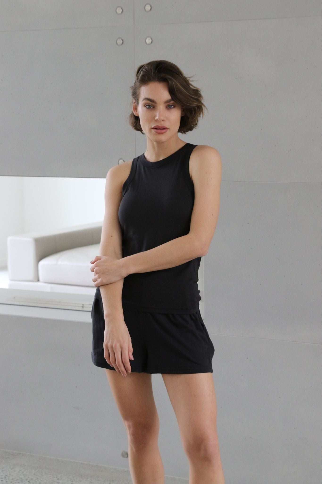 Homebodii Basic Tencel™ Womens Singlet Black | Homebodii