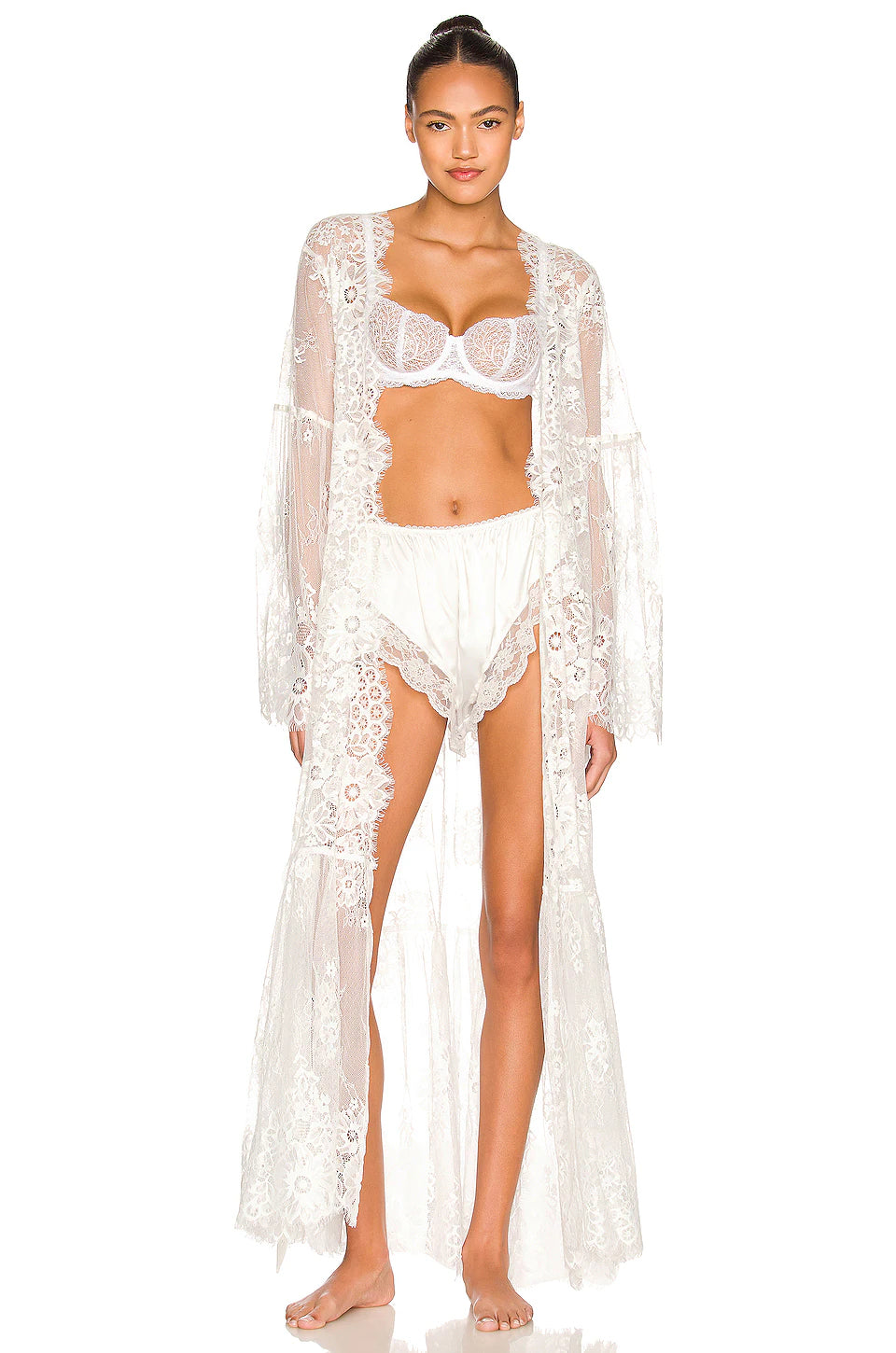 Georgina Long Lace Bridal Robe | Homebodii