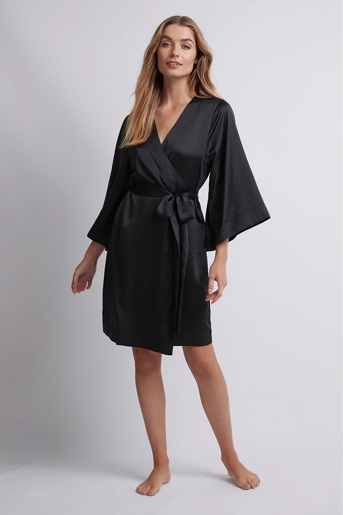 Jasmine Luxury Satin Personalised Robe Black | Homebodii
