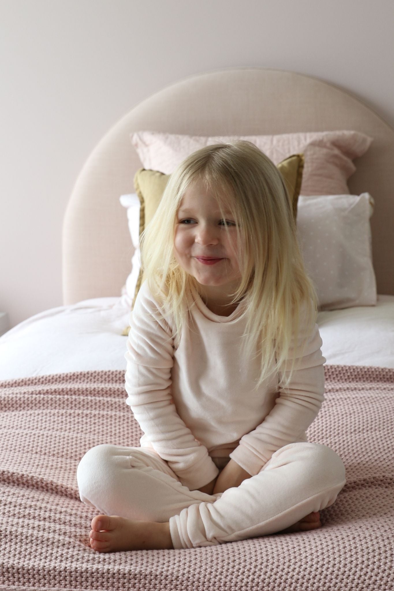 Milani Knit Fleece Kids Pyjama Set Blush | Homebodii