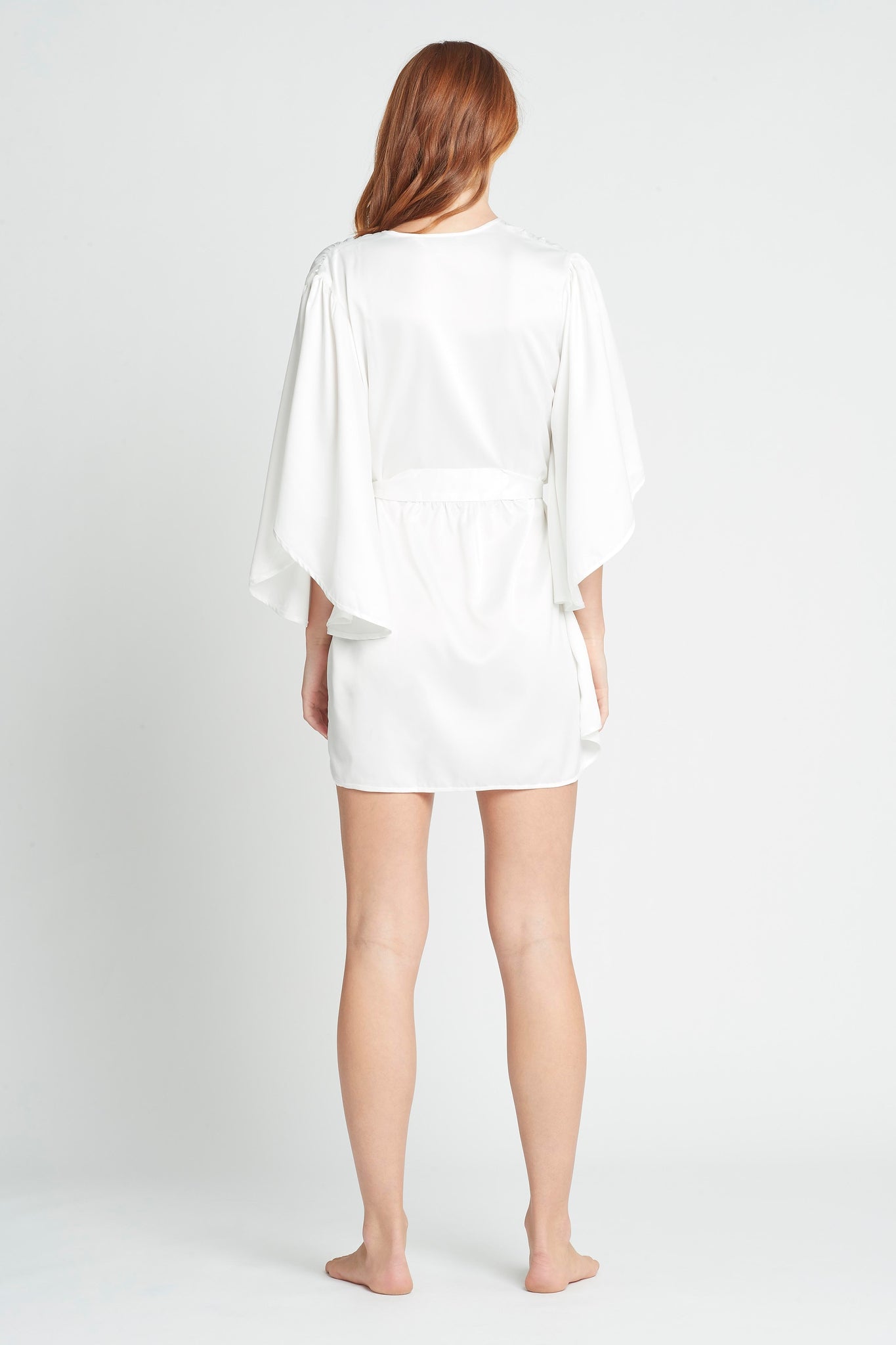 Luna Satin Robe White | Homebodii