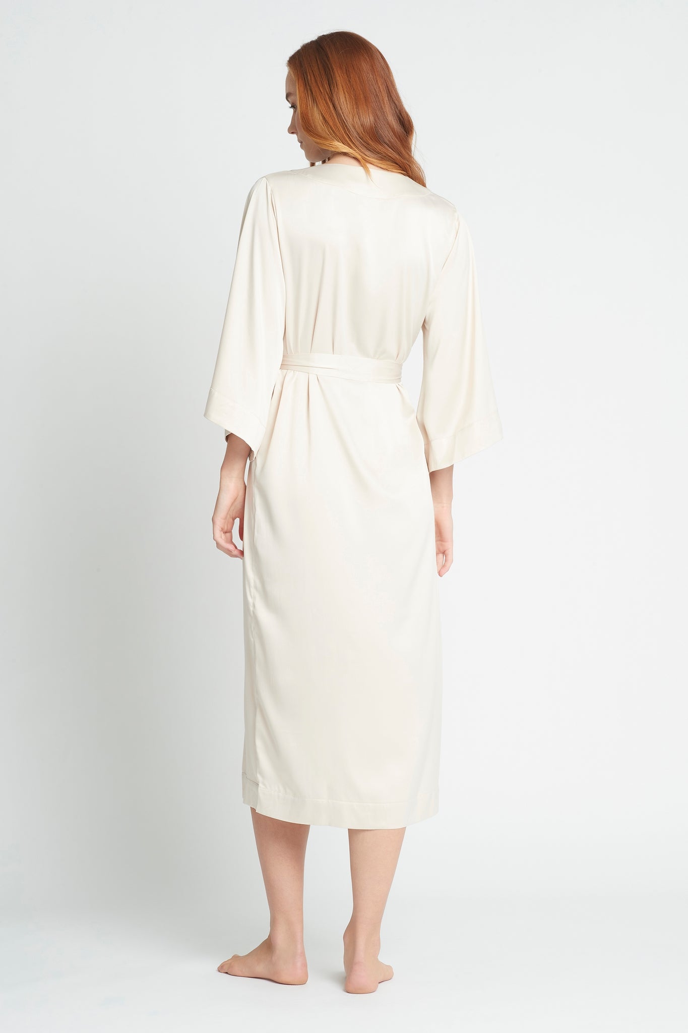 Jasmine Womens Satin Long Robe - Champagne | Homebodii AU.