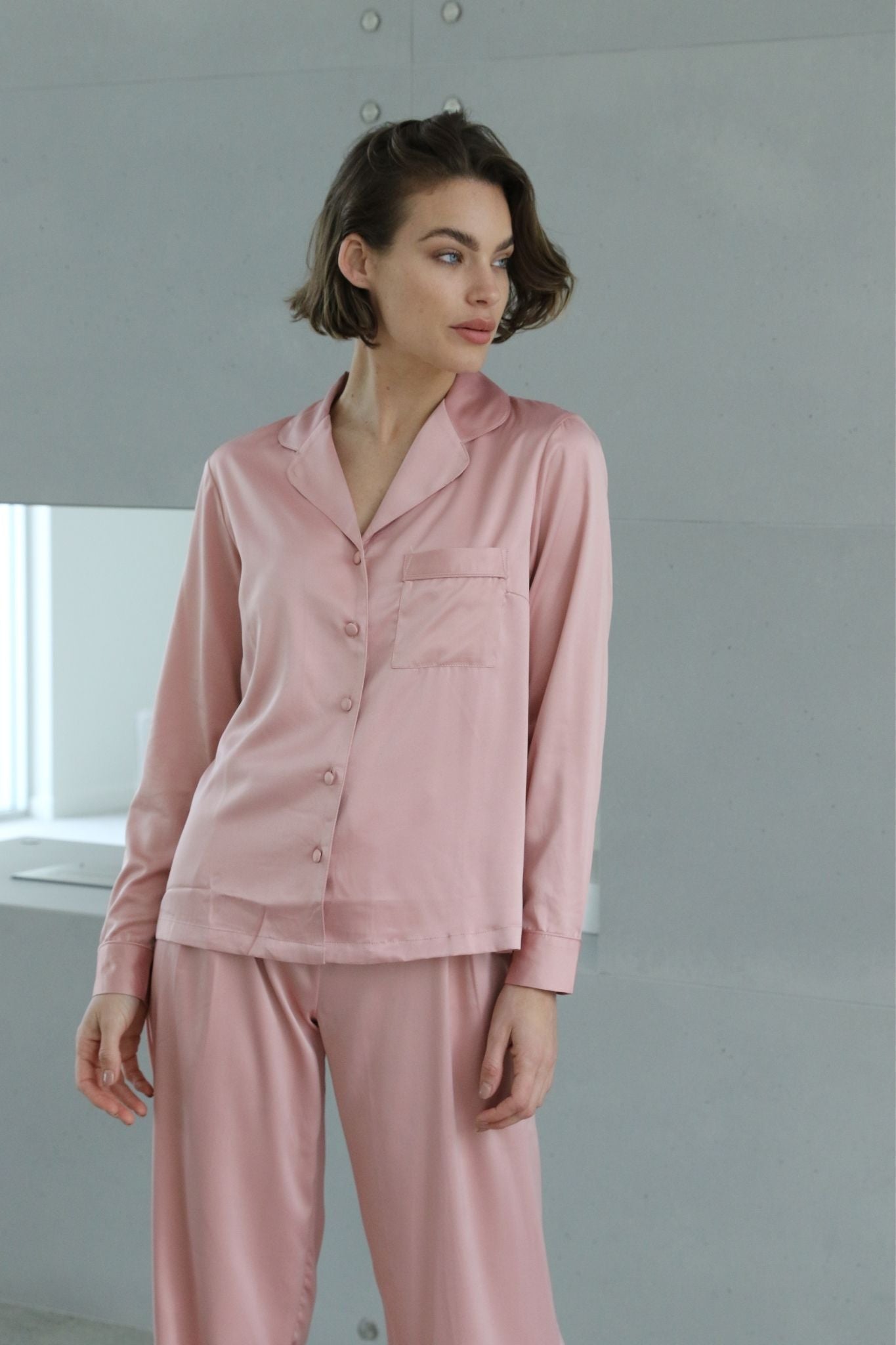 Toni Womens Personalised Satin Pyjama Lounge Set Rust | Homebodii