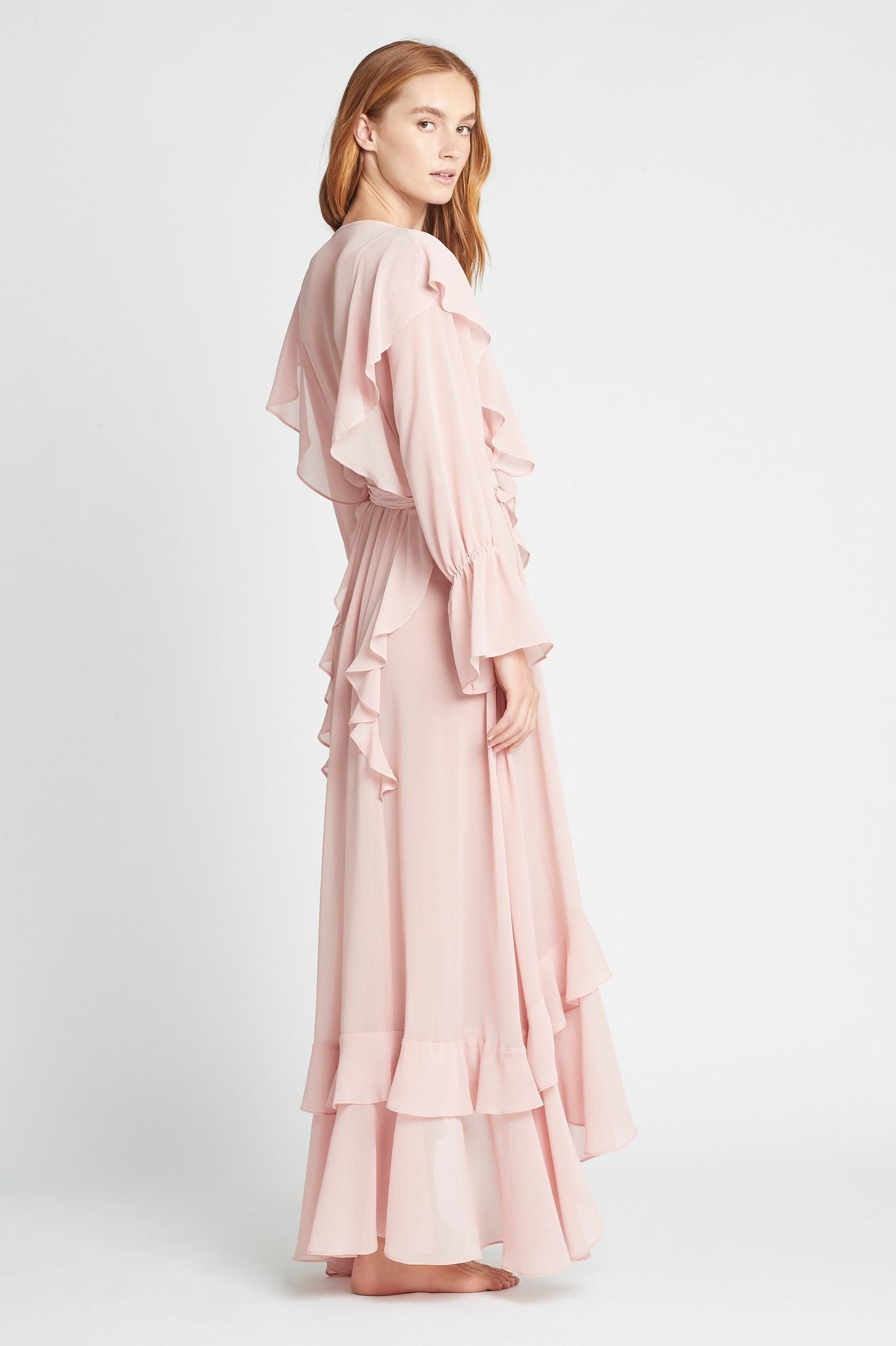 Persphone Luxury Womens Chiffon Robe Dusty Rose | Homebodii