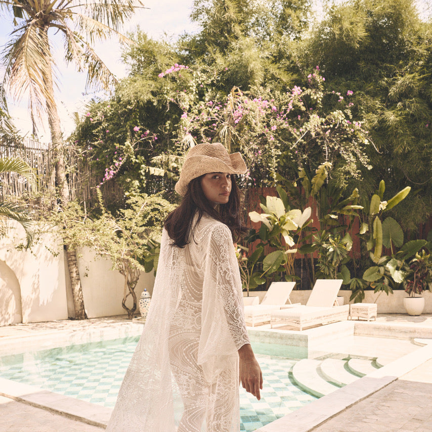 Ophelia Lace Maxi Robe worn on the wedding morning