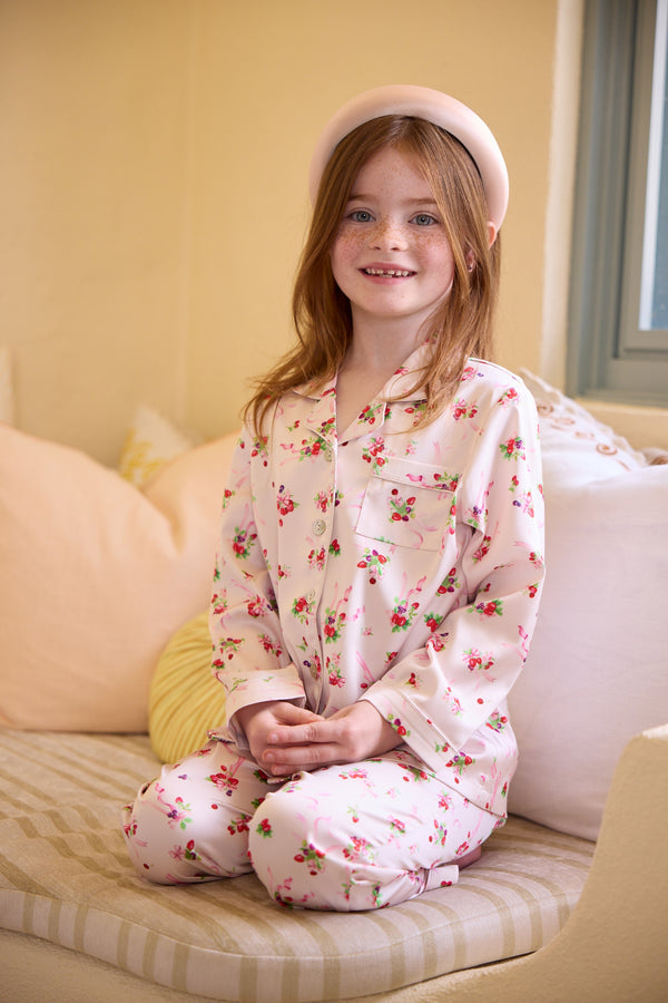 Sweet Berry & Bows Kids Long  Pyjama - Blush