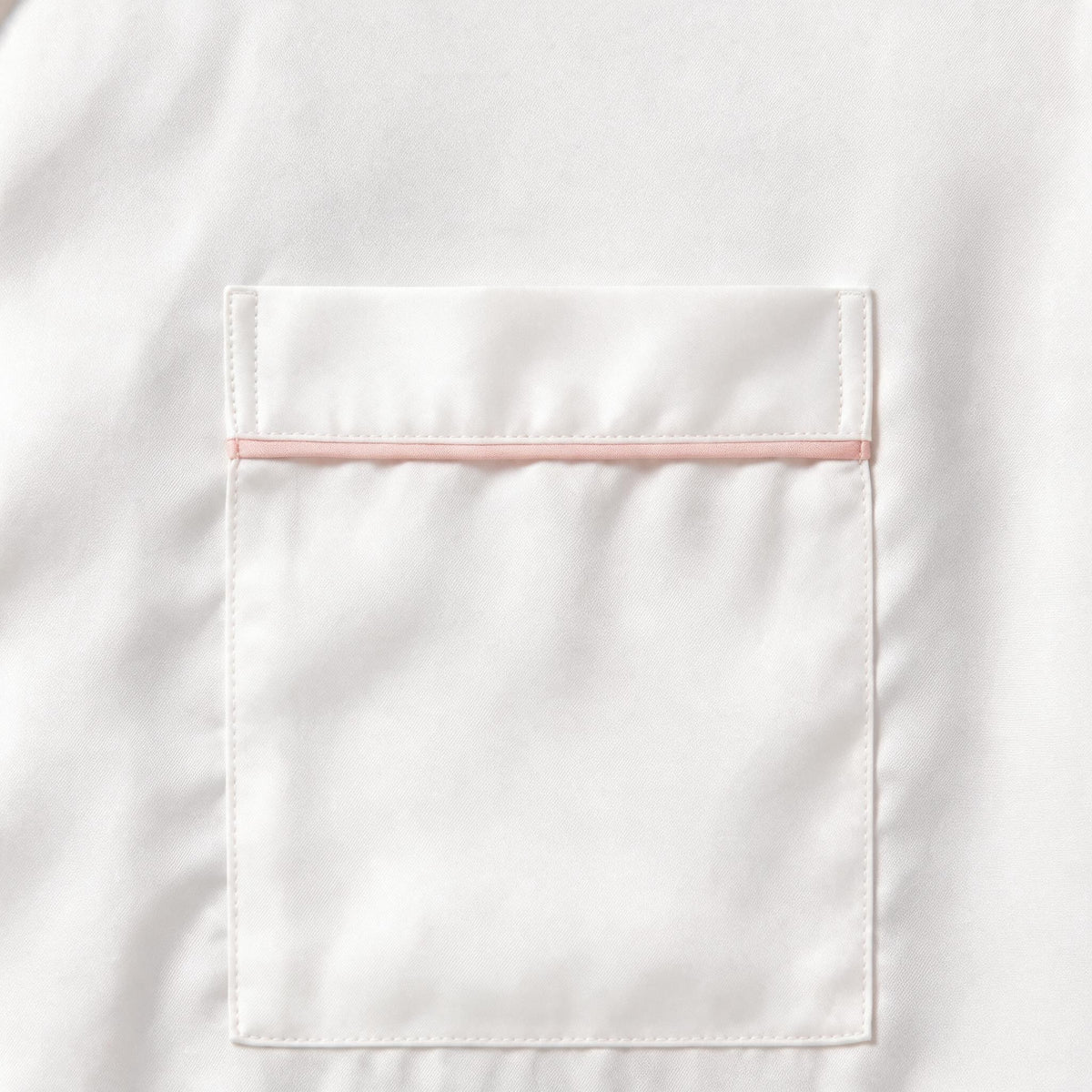 Eva Short Tencel™ Pyjama Set - White with Blush Piping