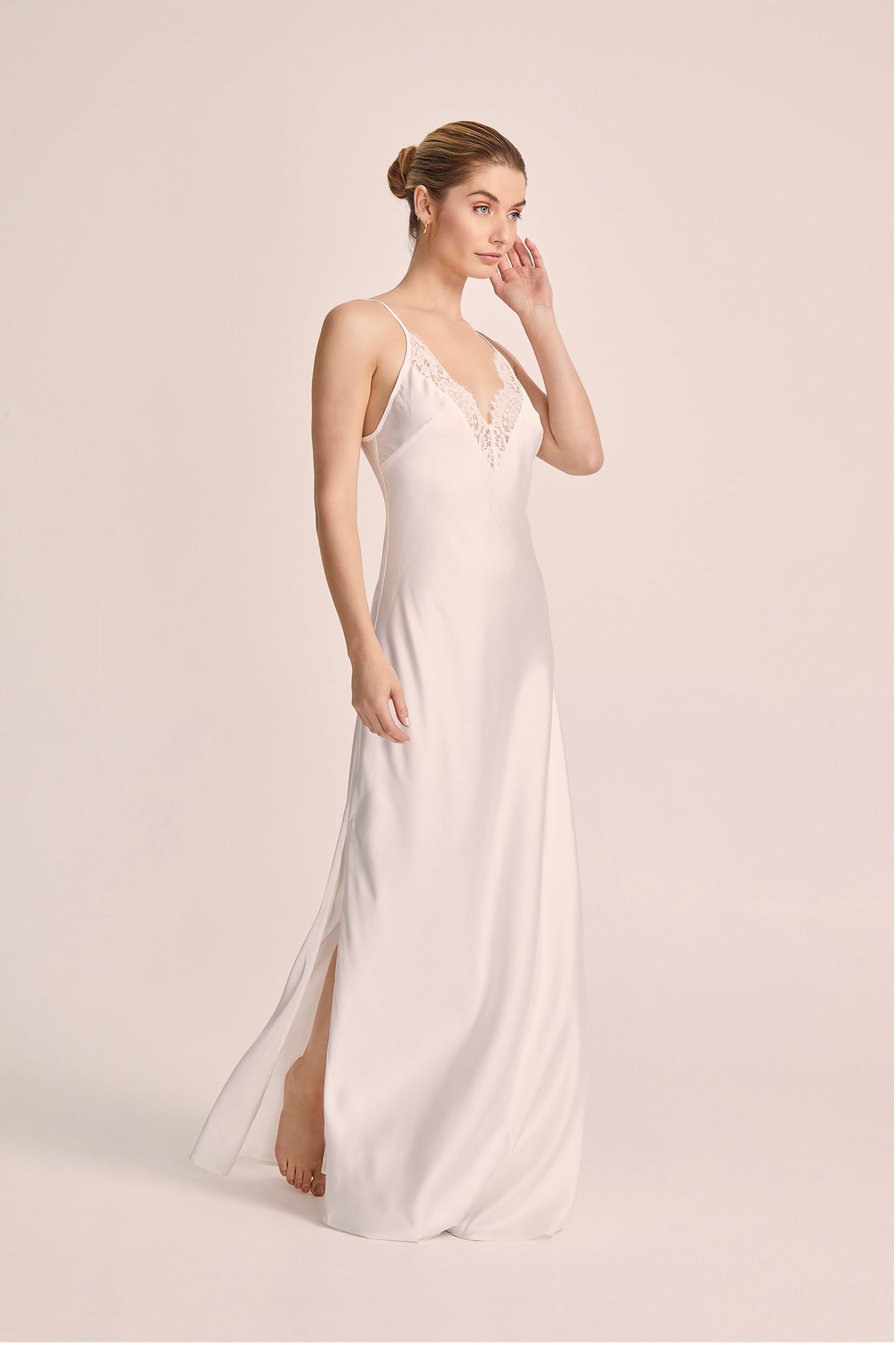 homebodii white long sian slip for women with elegant design