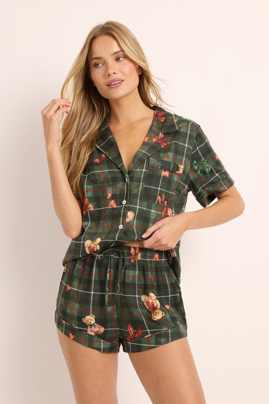 Coco Teddy Tencel™ Christmas Pyjamas Short Set - Green | Limited Edition