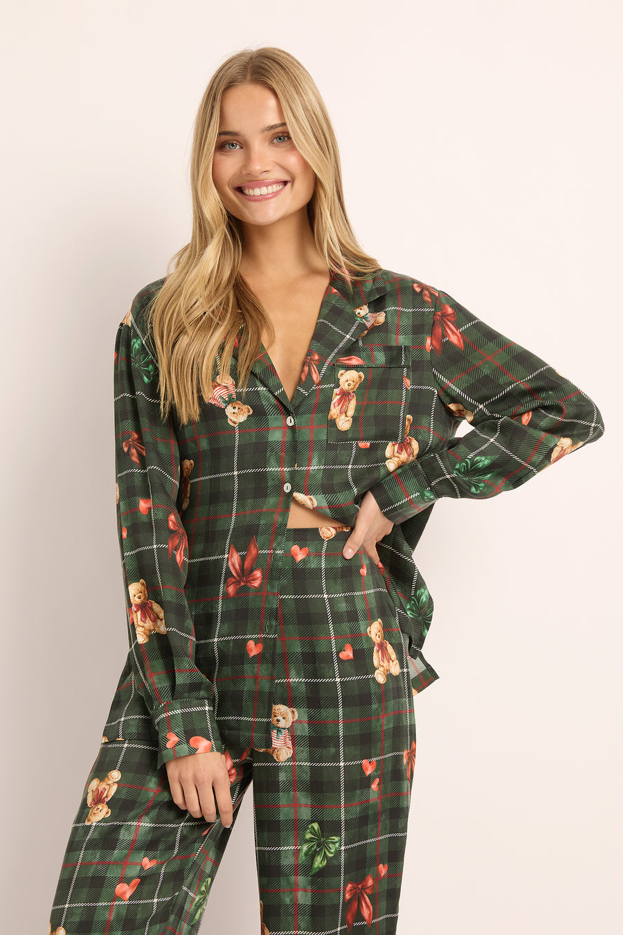 Coco Teddy Tencel Christmas Pyjama Set - Green | Limited Edition