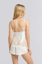 Sian Satin Cami Set White With Blush Lace | Homebodii