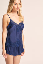 Sian Luxury Satin Cami Set in Navy Blue