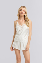 Sian Luxury Satin Lace Cami Set  White | Homebodii