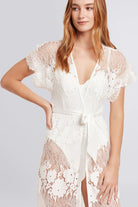 Amira Long Bridal Lace Robe | Homebodii