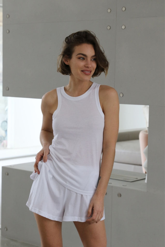 Homebodii Basic Tencel™ Womens Singlet White | Homebodii