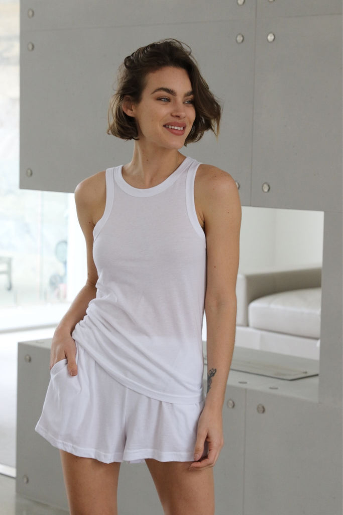 Homebodii Basic Tencel™ Womens Singlet White | Homebodii