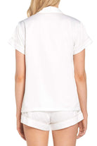 Grace Short Satin Personalised Pyjama set with  White With Blush Piping | Homebodii