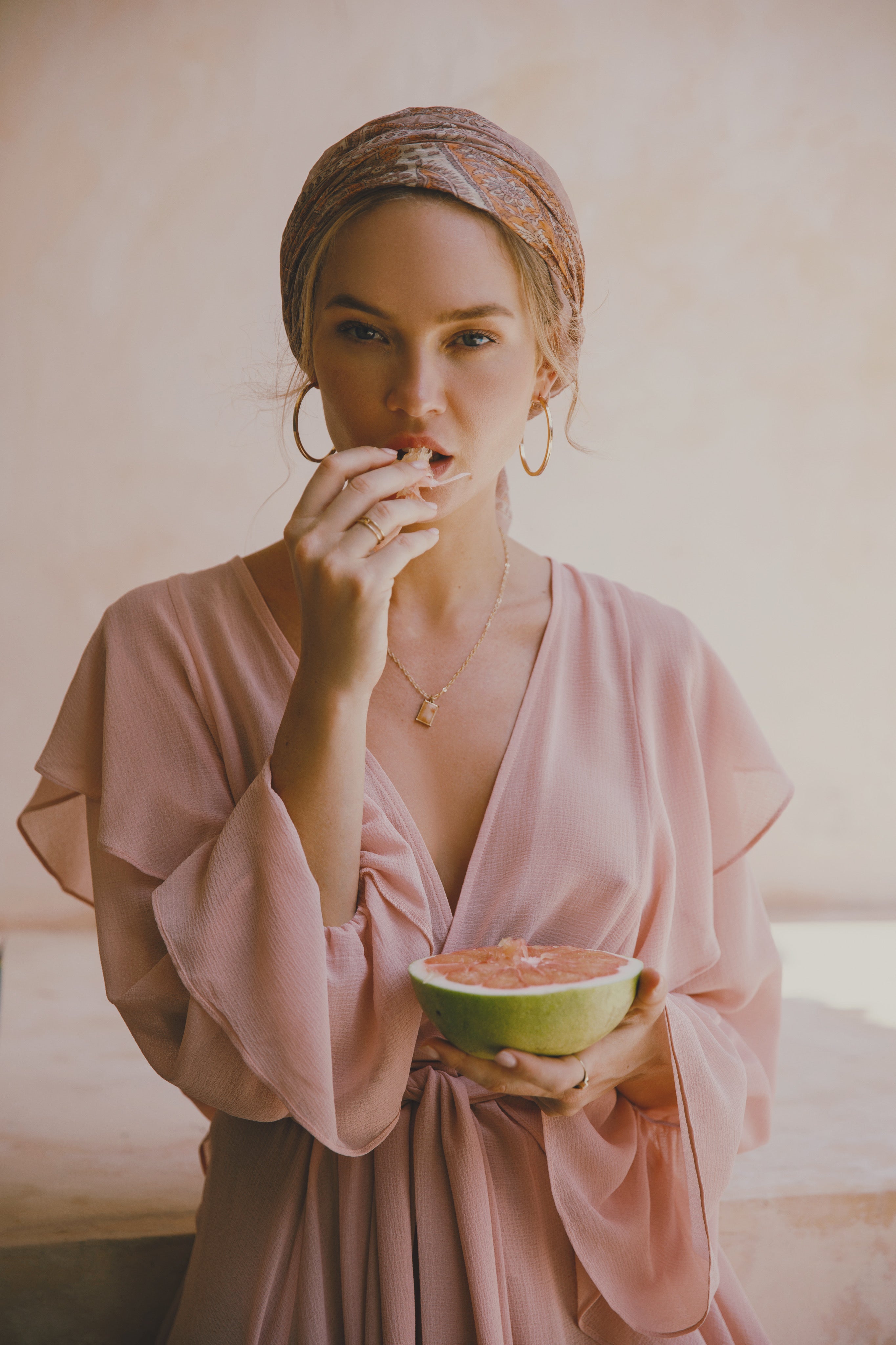 Persphone Luxury Womens Chiffon Robe  Dusty Rose | Homebodii