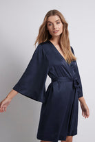 Jasmine Luxury Satin Personalised Robe  Navy | Homebodii