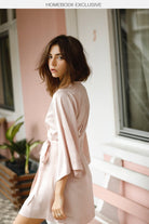 Jasmine Luxury Satin Personalised Robe  Blush | Homebodii