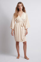 Jasmine Luxury Satin Personalised Robe  Champagne | Homebodii
