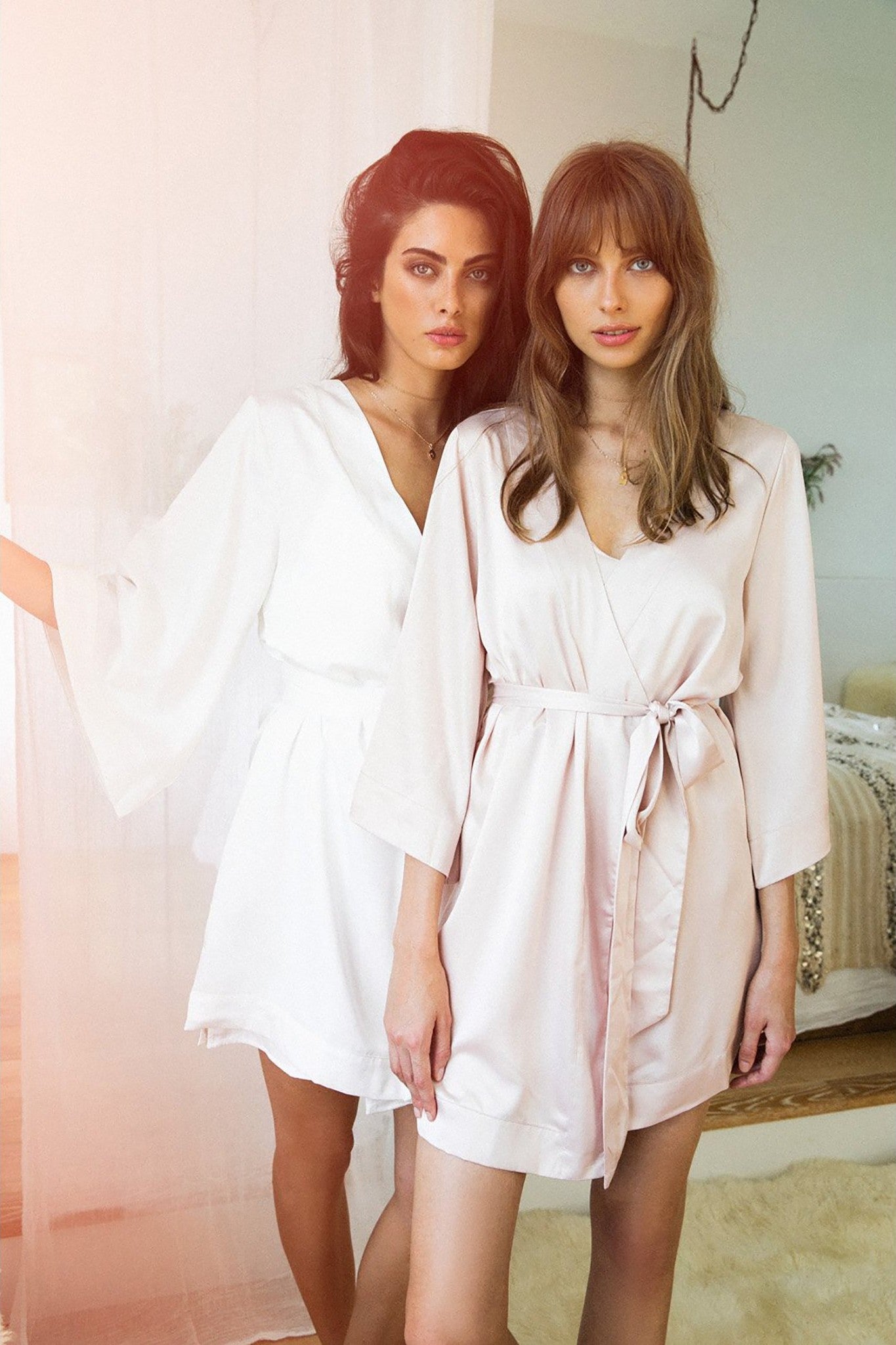 Jasmine Luxury Satin Personalised Robe  Champagne | Homebodii