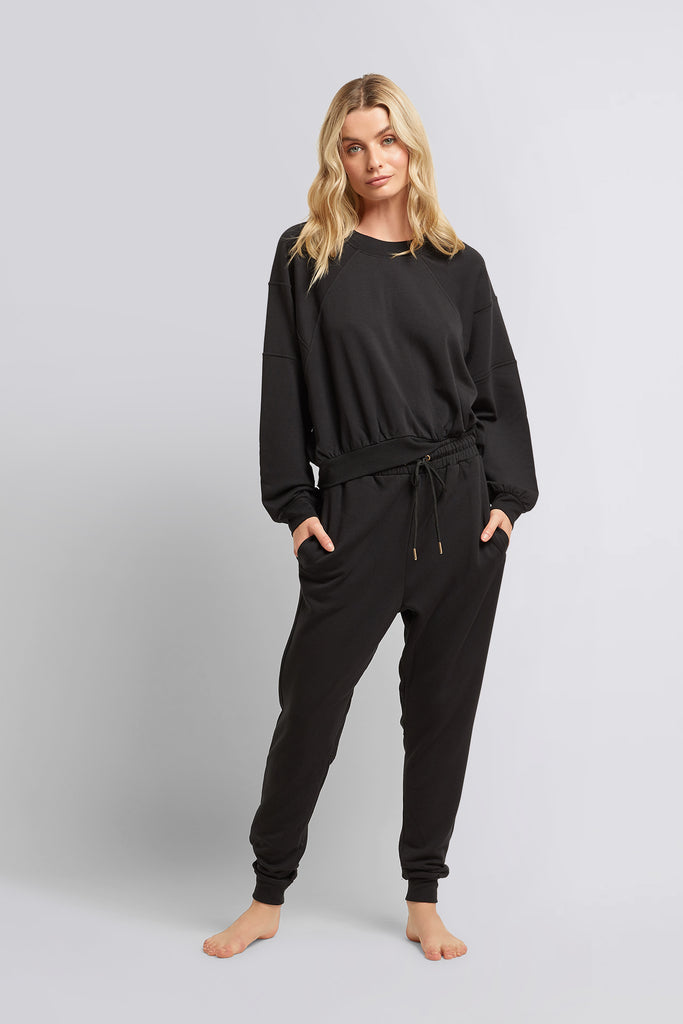 Homebodii Womens Signature Tracksuit Pant  Black | Homebodii