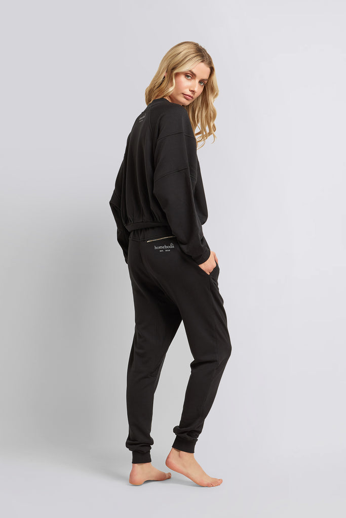 Homebodii Womens Signature Tracksuit Pant  Black | Homebodii