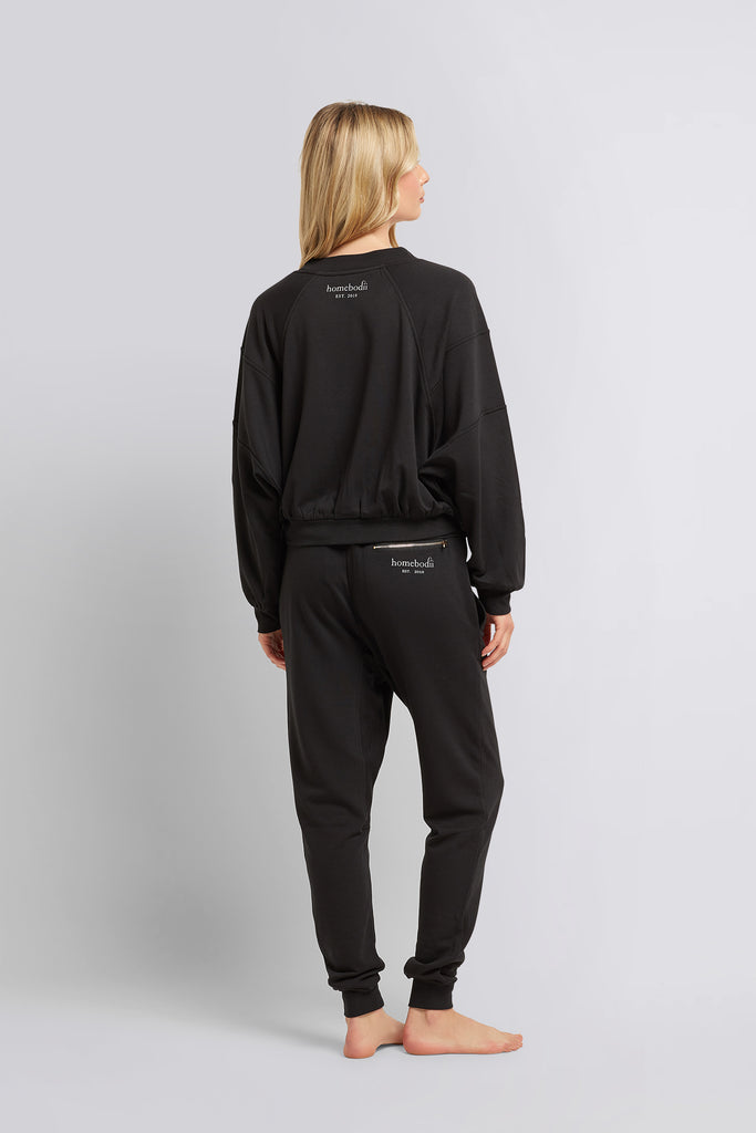 Homebodii Womens Signature Tracksuit Pant  Black | Homebodii