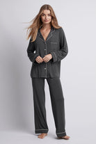 Petra Womens Tencel™ Modal Personalised Long Pyjama Set Charcoal with Blush | Homebodii