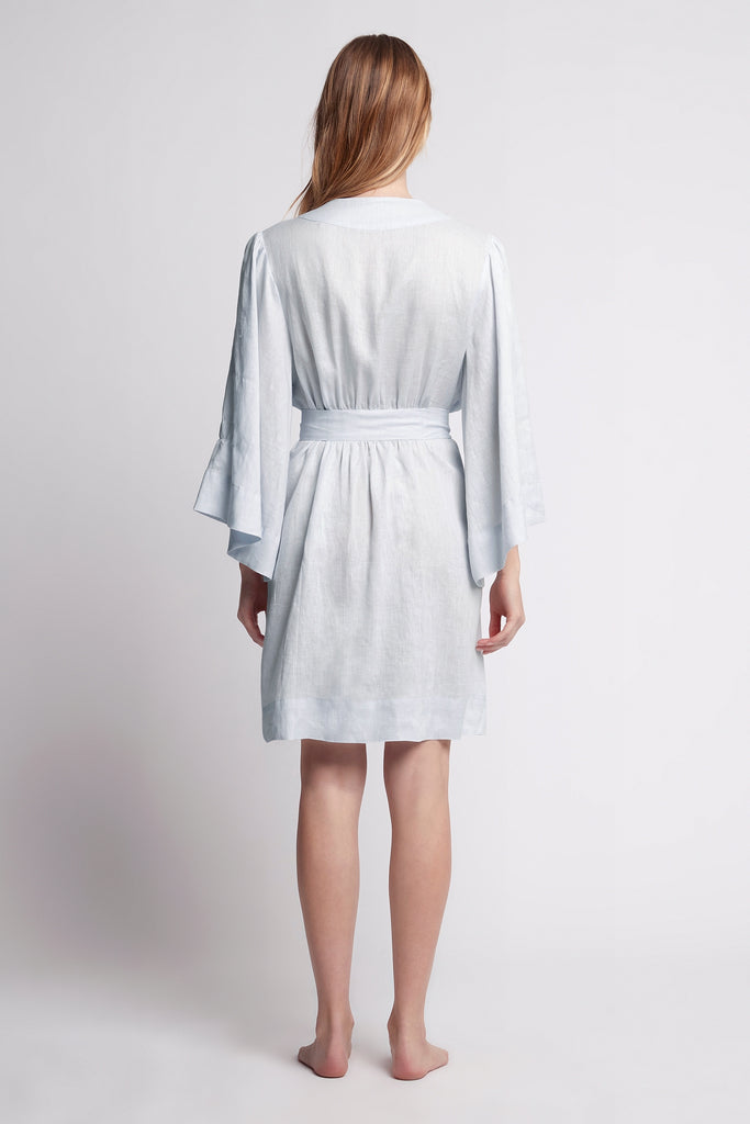 Rebecca Linen Personalised Robe Eggshell Blue | Homebodii