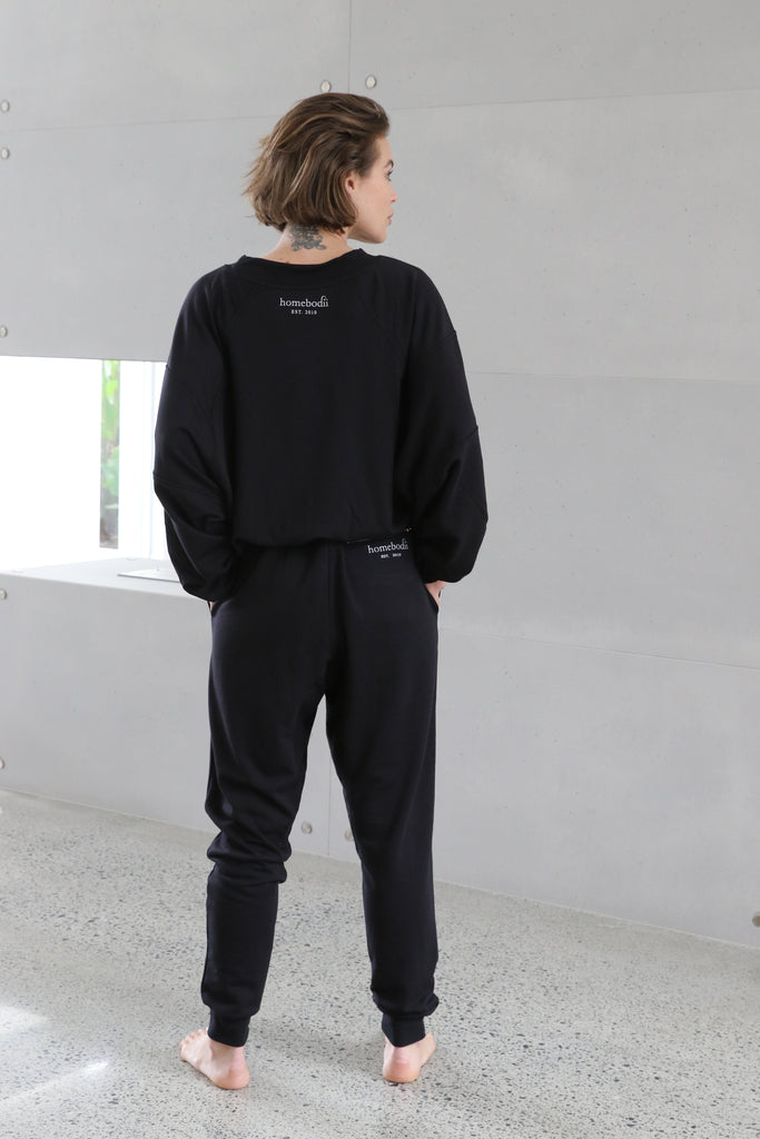 Homebodii Womens Signature Tracksuit Pant  Black | Homebodii