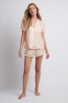 Toni Short Sleeve Personalised  Satin Womens Pyjamas  Blush | Homebodii