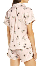 Ruby Womens Personalised Satin Pyjama Set Pug Short Pj Set | Homebodii